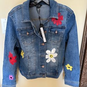 Charlie B Jean Jacket with flowers size Medium - New
